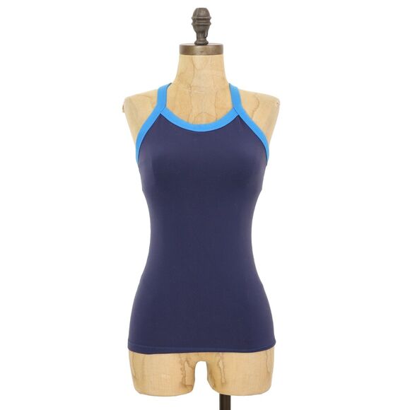 LULULEMON Ujjayi Power Y Racerback Tank Top Size 4 Blue Back Pocket EUC B59 - Picture 1 of 5